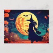 Illustration Young Witch Carte postale Halloween (Devant)