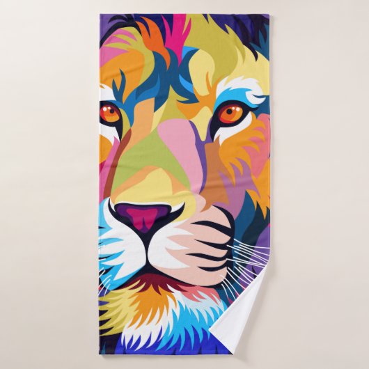 illustrations colorées, lion, design simple - vi (Serviette de bain)