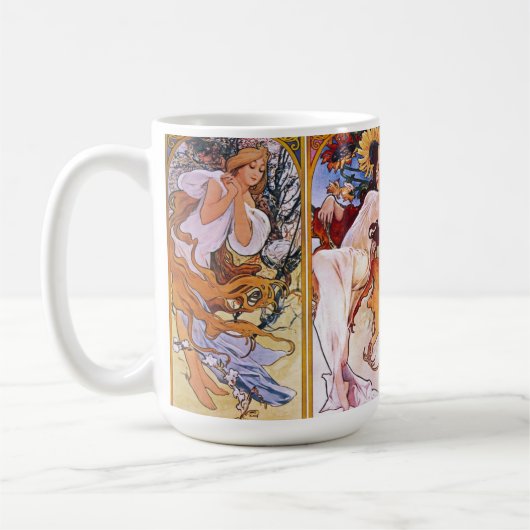 Illustrations d'Alphonso Mucha sur un café Mug (Gauche)