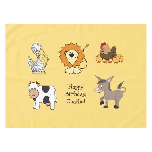 Illustrations d'animaux texte personnalisé nappe p (Devant (Horizontal))
