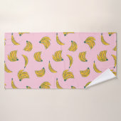 Illustrations de banane funky en jaune sur rose (Serviette de bain)