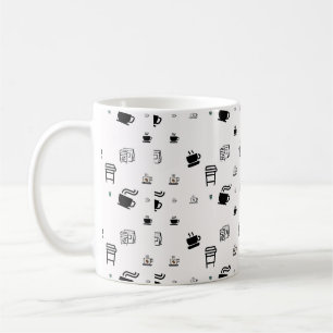 Illustrations de latte de tasse de café chaud noir