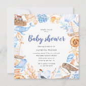 illustrations de plage nautique Invitation baby sh (Devant)