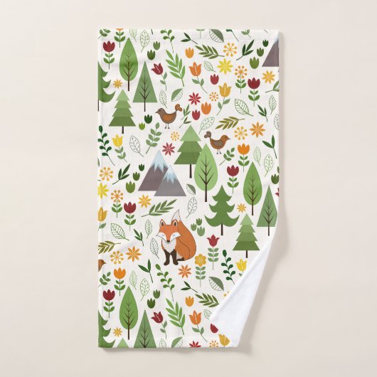 Illustrations de style scandinave sur Motif crème (Serviette à main)