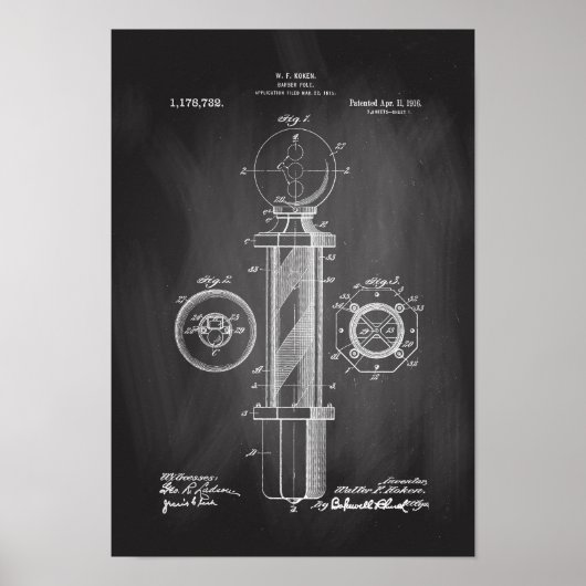 Illustrations en poteau de coiffure Poster imprimé (Devant)