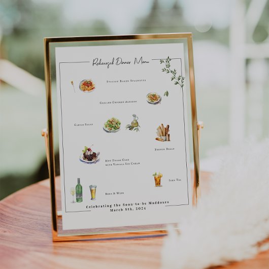 Illustré sur mesure | Affiche de menu de mariage