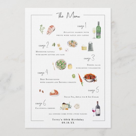 Illustré sur mesure | Menu Mariage (Devant)