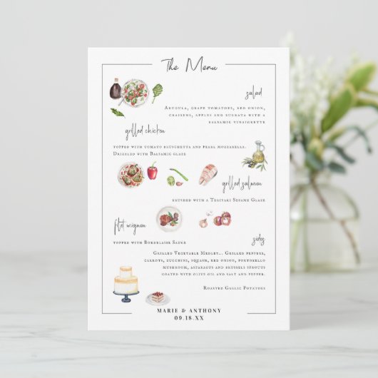 Illustré sur mesure | Menu Mariage (Debout devant)