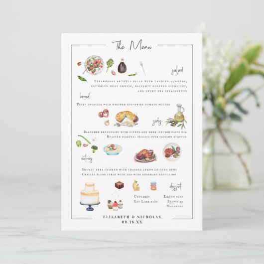 Illustré sur mesure | Menu Mariage (Debout devant)