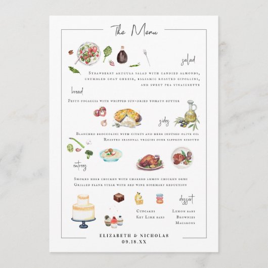 Illustré sur mesure | Menu Mariage (Devant)
