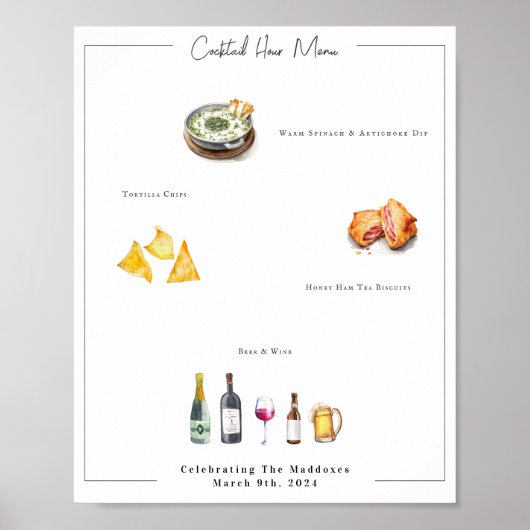 Illustré sur mesure | Poster du menu Mariage (Devant)