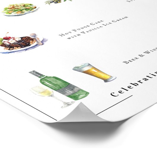 Illustré sur mesure | Poster du menu Mariage (Coin)