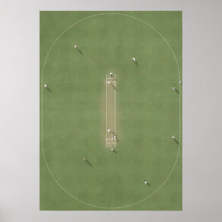 Illustreerde cricketpitch van boven poster