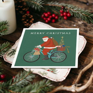 Illustreerde Kerstman die een aangepaste fietskleu Servet