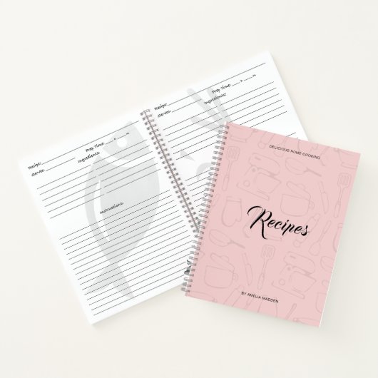 Illustreerde keukengerei Aangepast recept Notitieboek (Binnen)