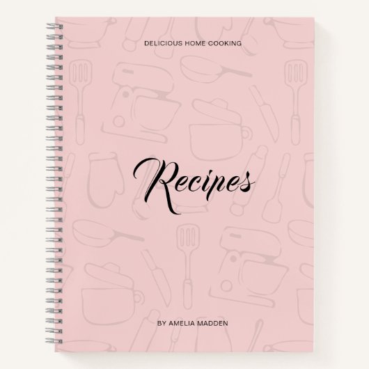 Illustreerde keukengerei Aangepast recept Notitieboek (Voorkant)