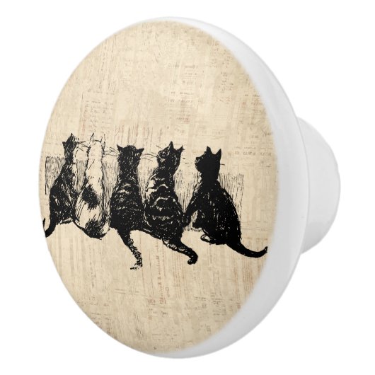 Illustreerde Kittens met Tan Script-achtergrond Keramische Knop (Rechts)