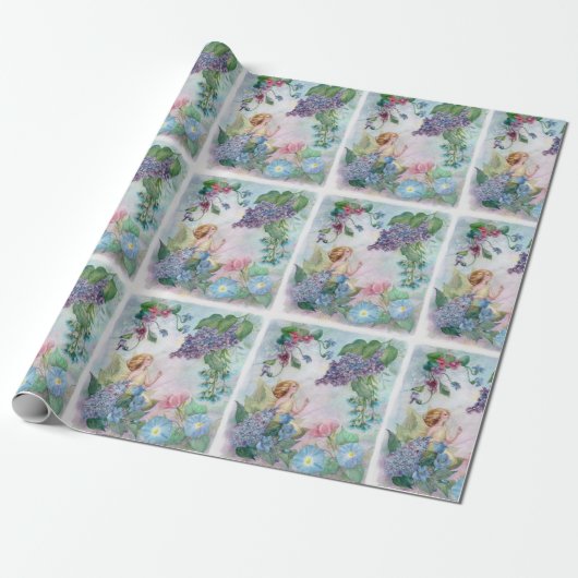 Illustreerde Lila Faerie Cadeaupapier (Uitgerold)