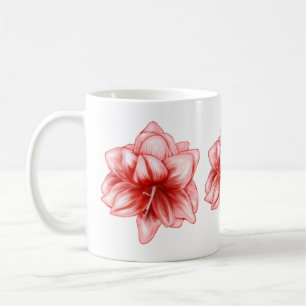 Illustreerde roze en witte amaryllis koffiemok