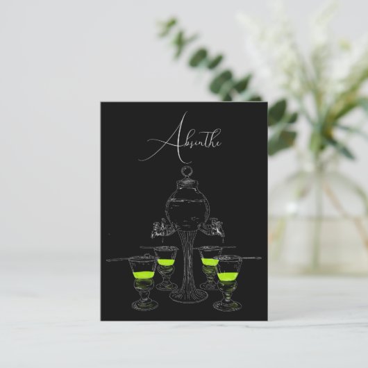 Illustreerde set Absinthe Briefkaart (Staand voorkant)