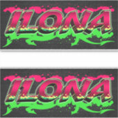 Ilona Prénom Nom Graffiti Autocollants (Devant)