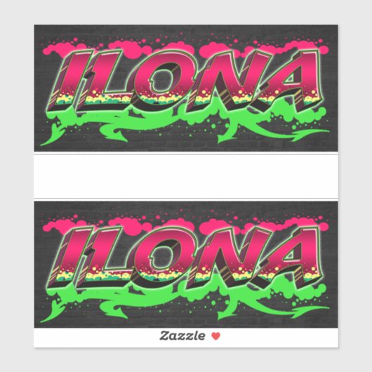 Ilona Prénom Nom Graffiti Autocollants (Feuille)
