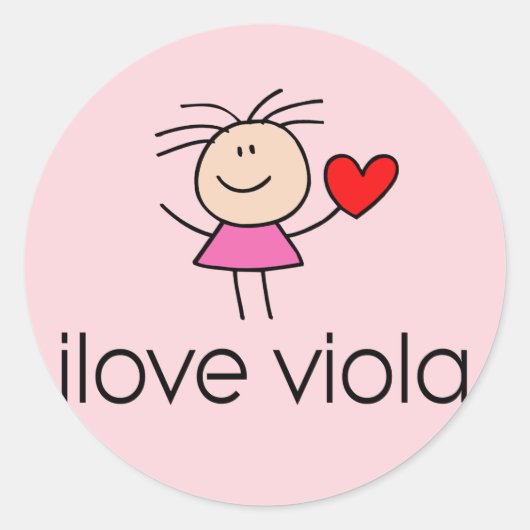 iLove Viola Lover Gift Ronde Sticker (Voorkant)
