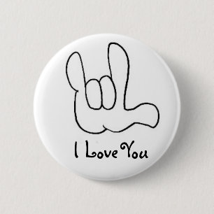 Iloveu1, ik hou van je - Amerikaanse gebarentaal Ronde Button 5,7 Cm