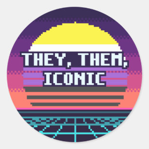 Ils, Eux, Autocollant Pixel Iconique de Fierté Non