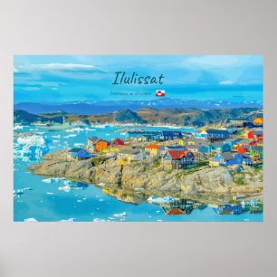 Ilulissat, Groenland - IJsberg Stad Poster