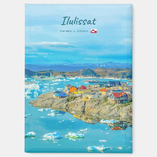 Ilulissat, Groenland - IJsschots Stad Plat Magneet