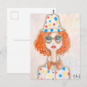 Ilustración chica vestida de payaso briefkaart (Voorkant / Achterkant)