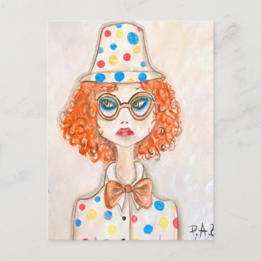 Ilustración chica vestida de payaso briefkaart (Voorkant)
