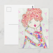 Ilustración de chica con una pose muy especial briefkaart (Voorkant / Achterkant)