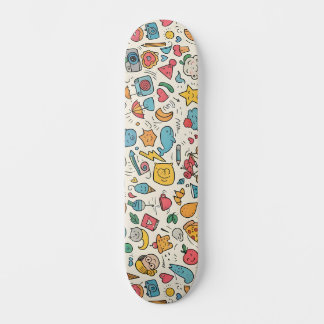 Ilustración Doodle Kawaii Ecléctica con Gatos Skateboard