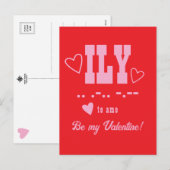 ILY Afkorting, Be My Valentijn, Pink Monogram Feestdagenkaart (Voorkant / Achterkant)