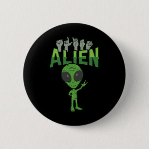 ILY Alien ASL Hand Gesture Deaf Hearing Verlies Aw Ronde Button 5,7 Cm