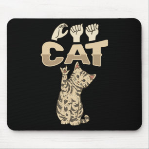 ILY Cat ASL Handgebaar Doof Gehoorverlies Bewustzi Muismat