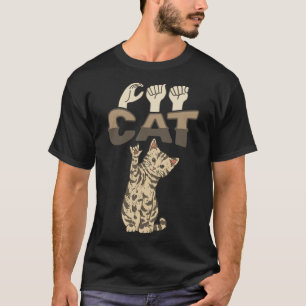 ILY Cat ASL Handgebaar Doof Gehoorverlies Bewustzi T-shirt