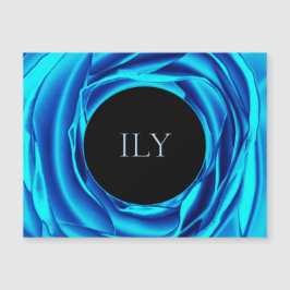 ILY Metallic Blue Roos Magnetic Kaart