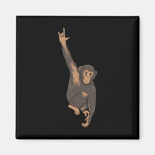 ILY Monkey ASL Hand Gesture Deaf Hearing Loss Awar Magneet (Voorkant)