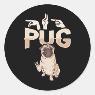 Ily Pug Gebarentaal Gebaar Doof Gehoorverlies Bewu Ronde Sticker