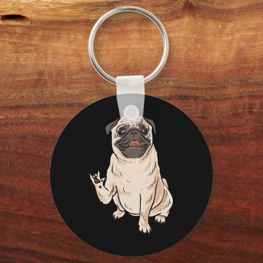 ILY PUG HOND ASL Handgebaar Doof Gehoorverlies Awa Sleutelhanger (Achterkant)