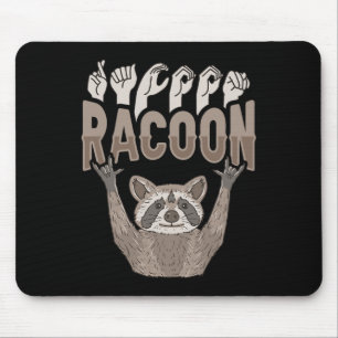 ILY Racoon ASL Handgebaar Doof Gehoorverlies Awar Muismat