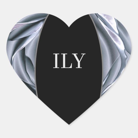 ILY Silver en Black Hart Sticker (Voorkant)
