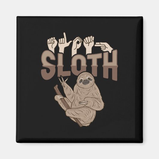 ILY Sloth ASL Handgebaar Doof Gehoorverlies Aware Magneet (Voorkant)