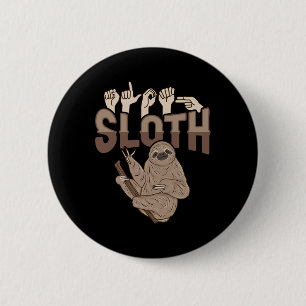 ILY Sloth ASL Handgebaar Doof Gehoorverlies Aware Ronde Button 5,7 Cm