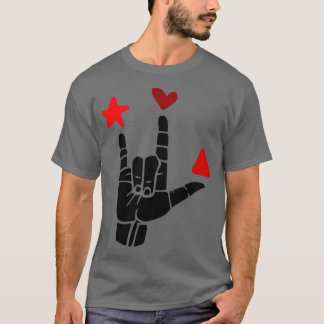 ILY-teken rode vormen ASL Sign Language Design 1 T-shirt