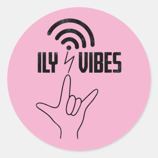 ILY Vibes - ASL Design Ronde Sticker (Voorkant)