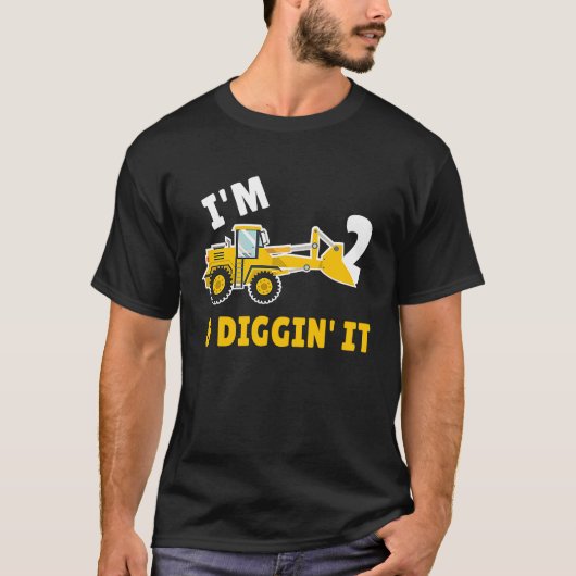I'm 2 And Digging It 2nd Birthday Party Constructi T-shirt (Voorkant)